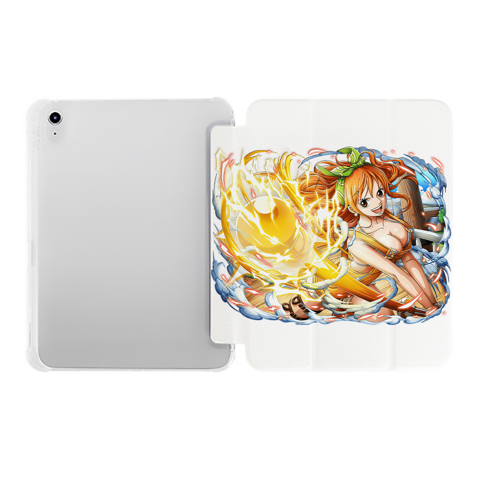 （画像用） ワンピース ナミ ONE PIECE Nami IPad ケース ペン収納付き 三つ折りスタンド PUレザー×シリコン 対応機種9.5/10.5/10.9インチ